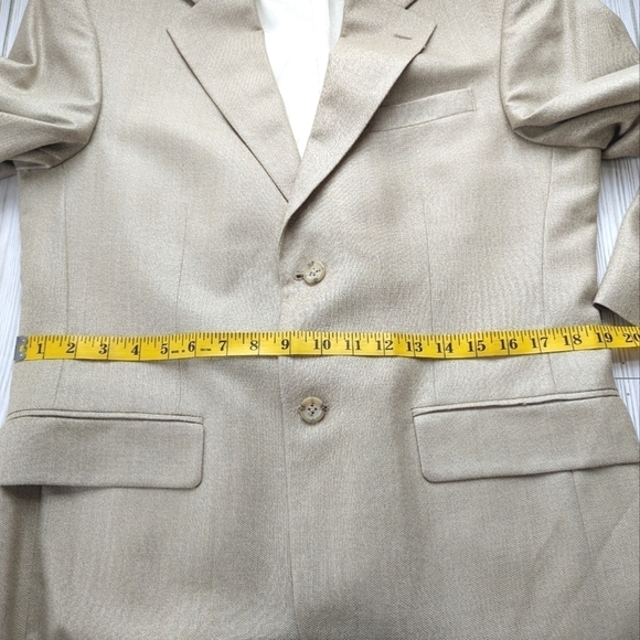 Oscar de la Renta Tailored Fit Wool Blazer in Sand Dune Size 10 / 12 - Picture 13 of 15